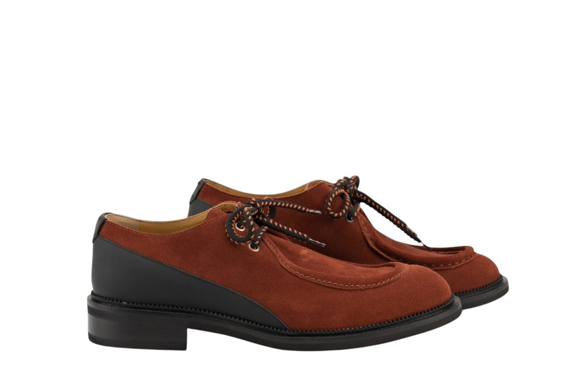 950$ TESTONI Derby Shoes Oiled English Suede Bologna Brick 8 UK / 9 US / 42 IT