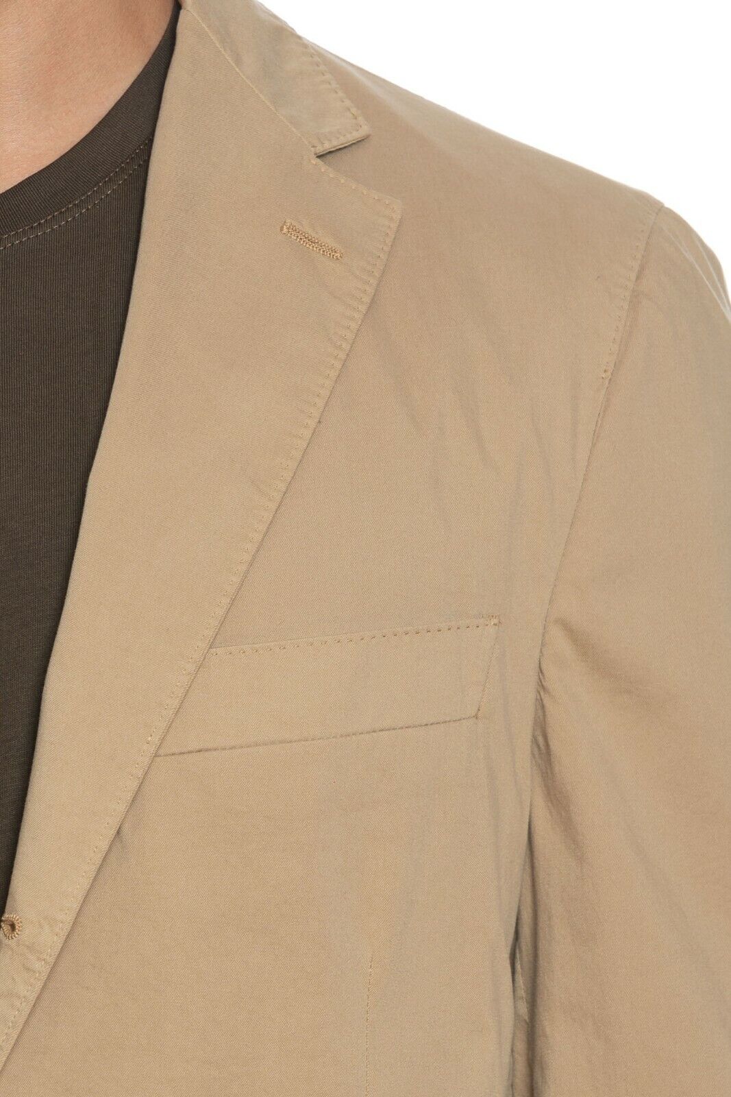 1100$ BELVEST Sartorial Jacket Beige Solid Pure Washed Cotton Drop 7 Slim Fit
