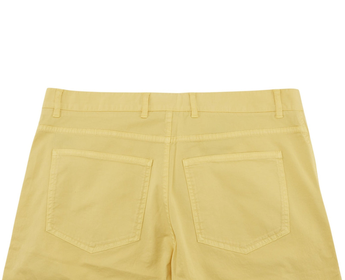 690$ ISAIA NAPOLI Yellow 5 Pockets Denim Pant Cotton Regular Fit 38 US / 54 EU