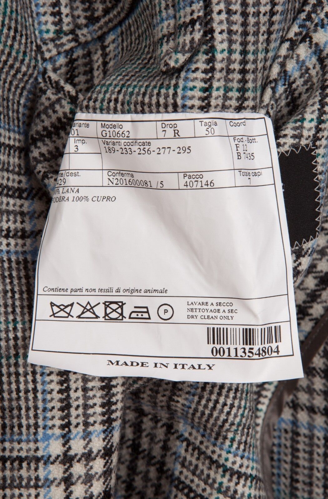 $2350 BELVEST Flannel Wool Prince of Wales Jacket Double Breasted 40 US 50 EU 7R