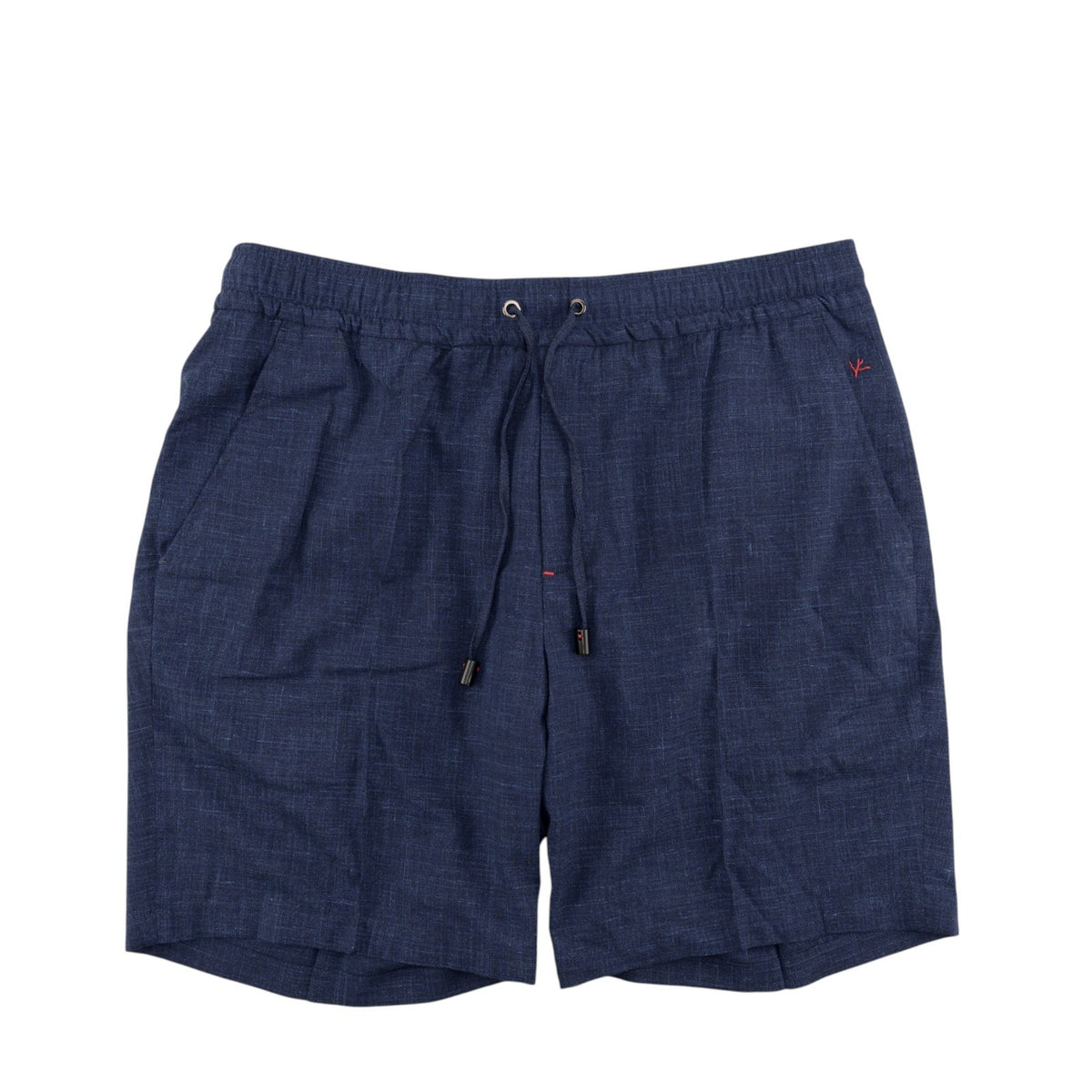 975$ ISAIA Dark Blue Drawstring Short Pant Wool - Silk - Linen  38 US / 54 EU R