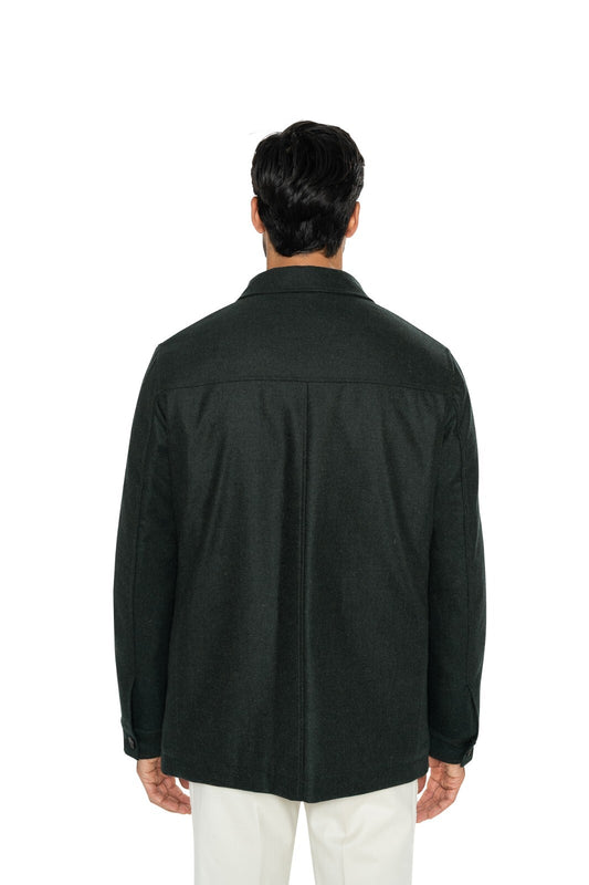 $2800 ISAIA NAPOLI Dark Green Padded Overshirt Jacket Coat Wool 38 US / 48 EU