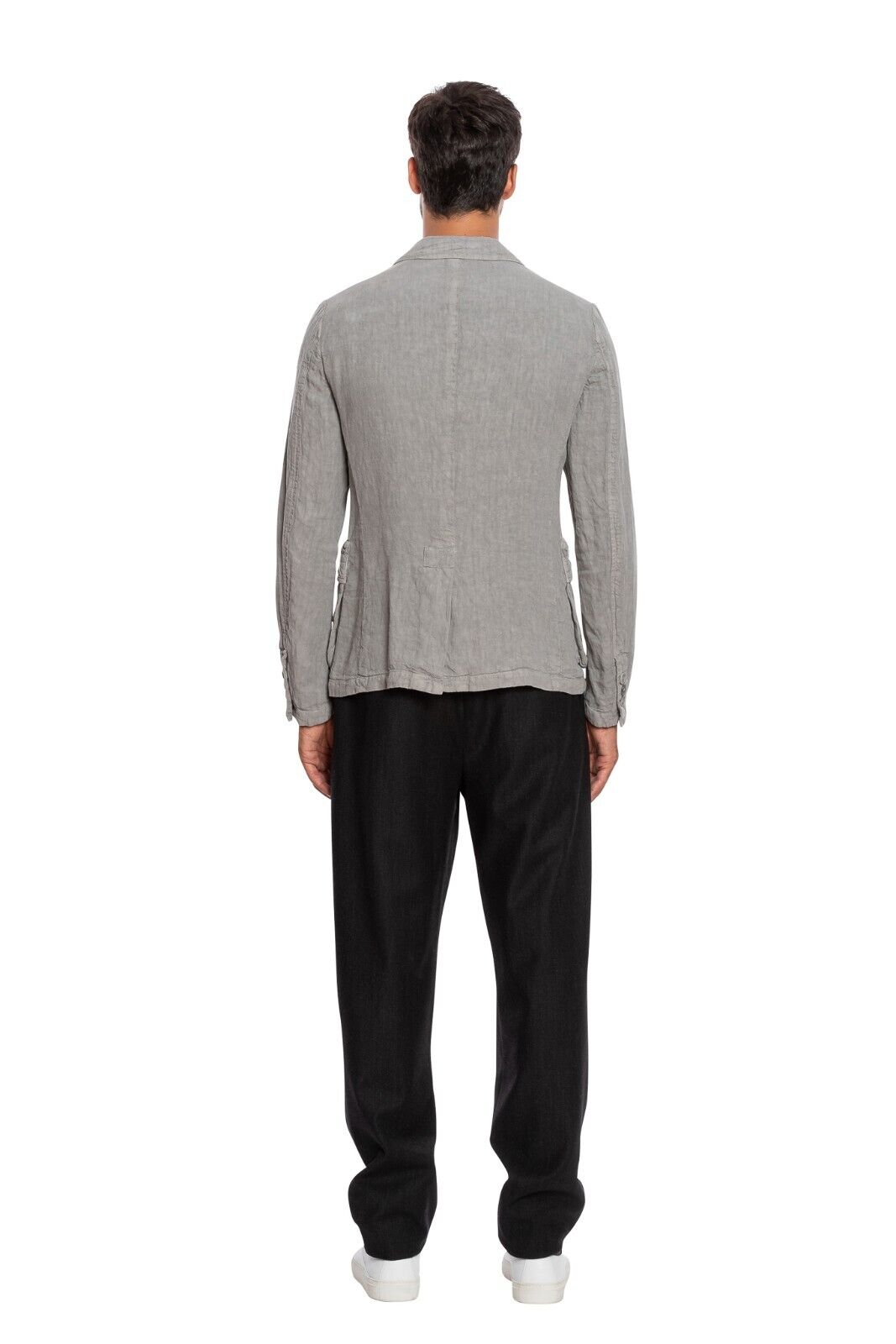 1600$ GIORGIO ARMANI Black Label Field Jacket Blouson Grey 100% Linen Slim Fit
