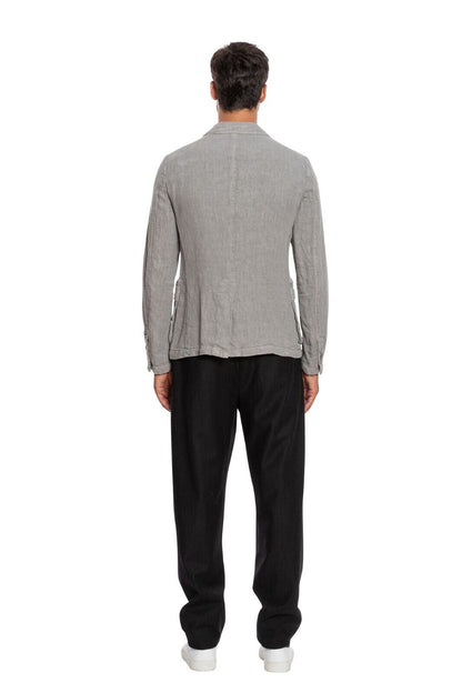 1600$ GIORGIO ARMANI Black Label Field Jacket Blouson Grey 100% Linen Slim Fit