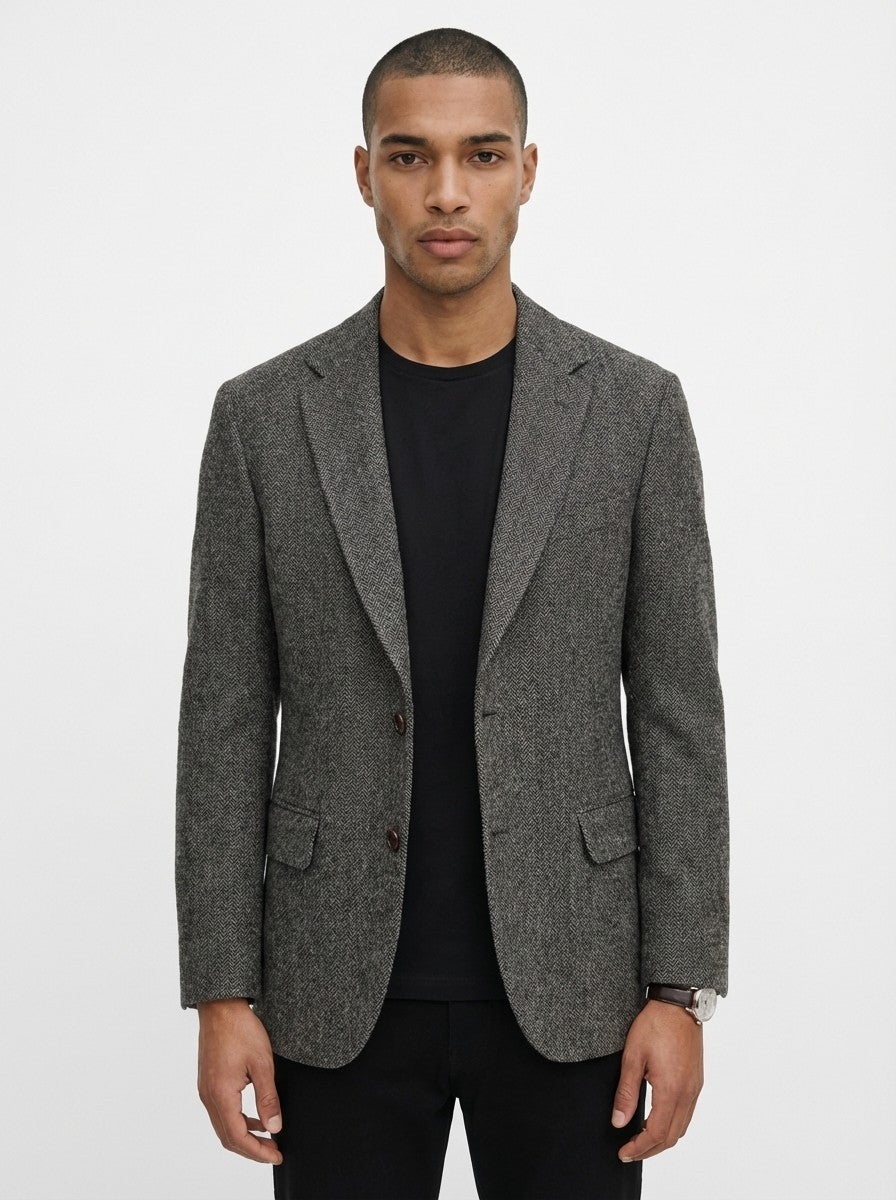 1700$ ETRO MILANO Gray Herringbone Wool Blazer Made in Italy 44 US / 54 IT