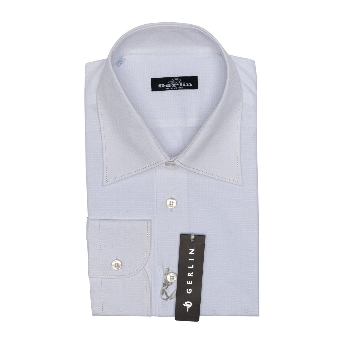LUXURY 690$ GERLIN Shirt White JACQUARD Cotton 16 - 41 1E ZILLI