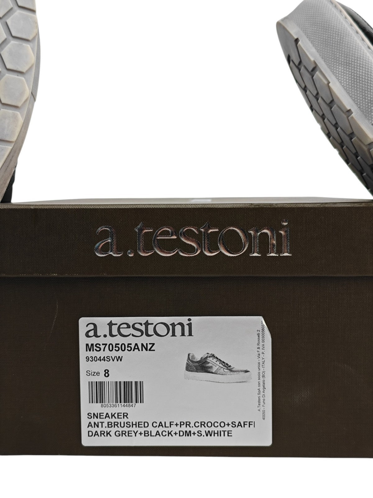 750$ TESTONI Sneaker Shoes Brushed Calf Printed Crocodile 8 UK  / 9 US / 42 IT