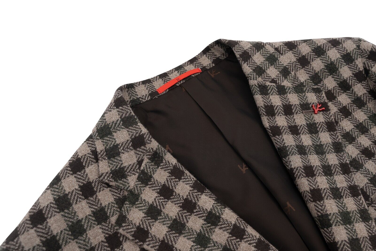 $5200 ISAIA Napoli Brown Checks Jacket Sport Coat Wool 40 US / 50 EU 8R