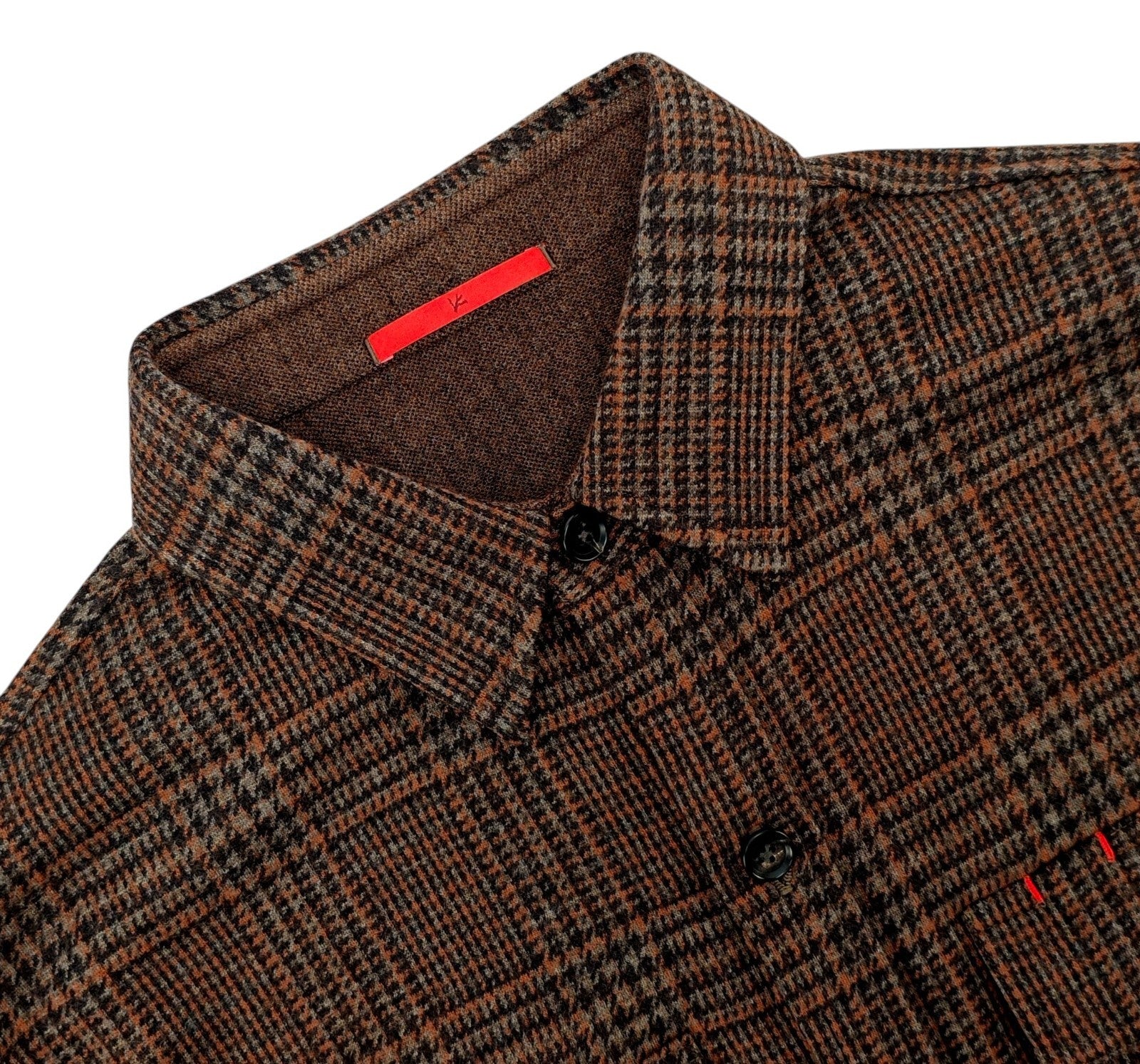 $1850 ISAIA NAPOLI Brown Hand-Sewn Overshirt Jacket Plaid Flannel Wool Size XXL