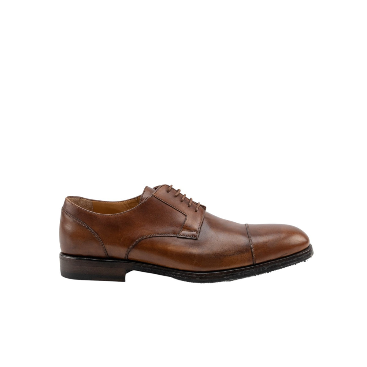 1200$ TESTONI Derby Shoes Antique Calf Leather Caramel 8 UK / 9 US / 42 IT