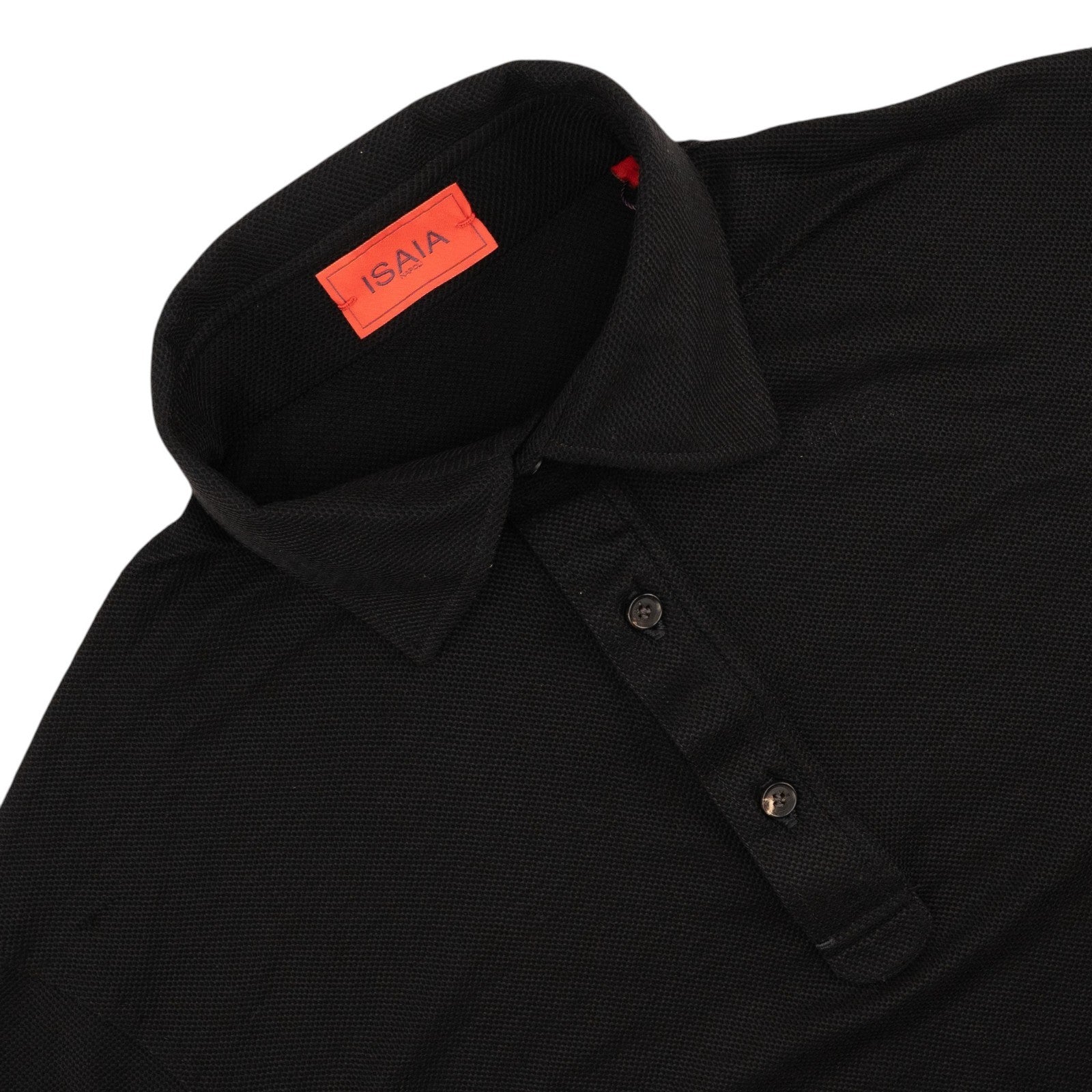 1200$ ISAIA NAPOLI Black Knit Sartorial Polo Sweater Wool Hand-Sewn Size L