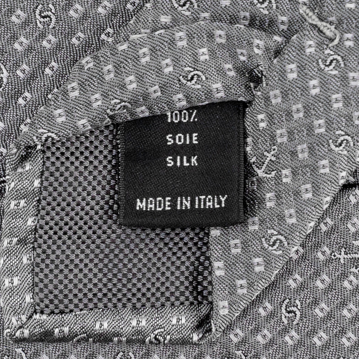 $300 CHANEL PARIS Light Grey Jacquard Tie 100% Silk - Made in Italy