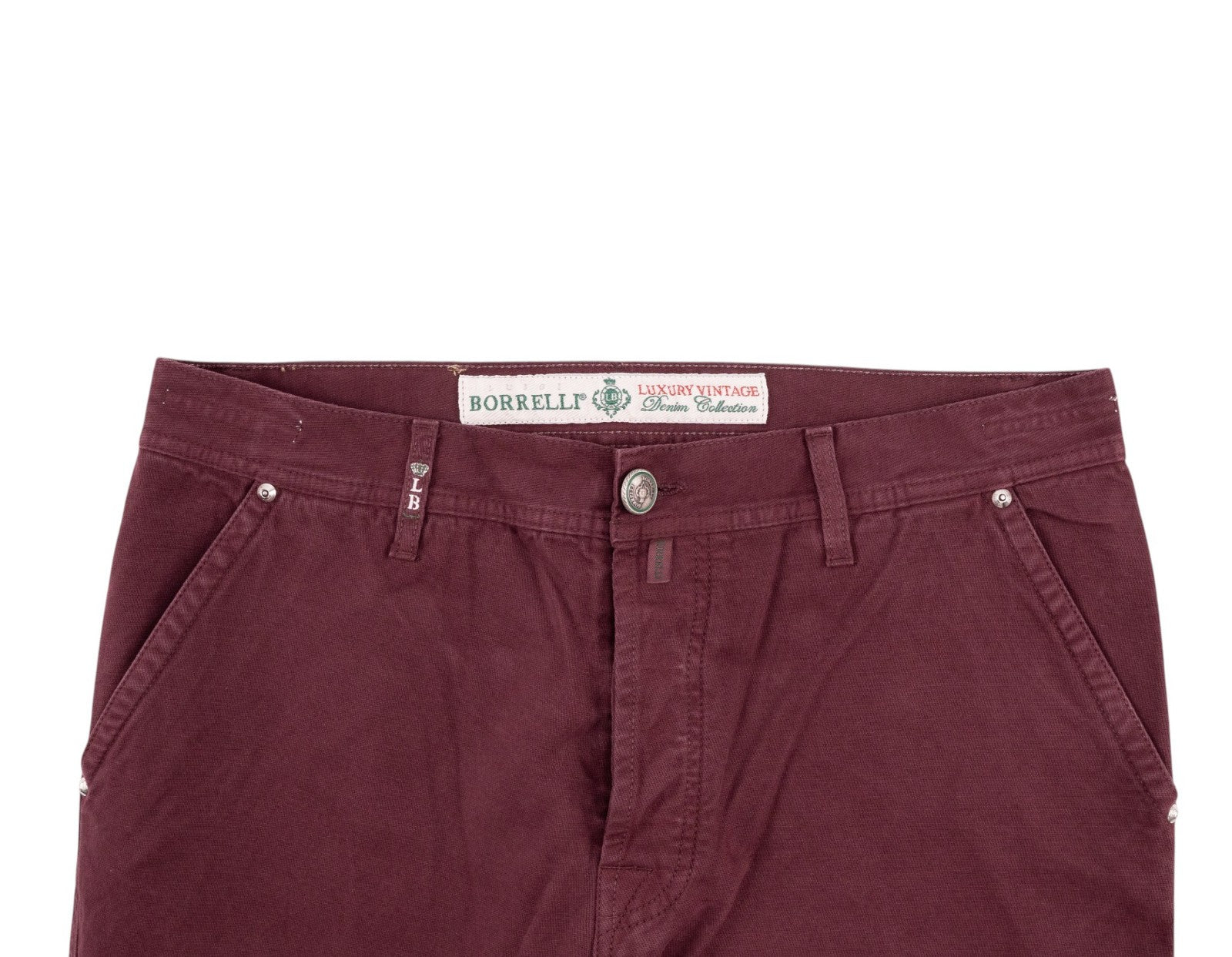 415$ LUIGI BORRELLI NAPOLI Burgundy Jeans Cotton 36 US / 52 EU - Made in Italy