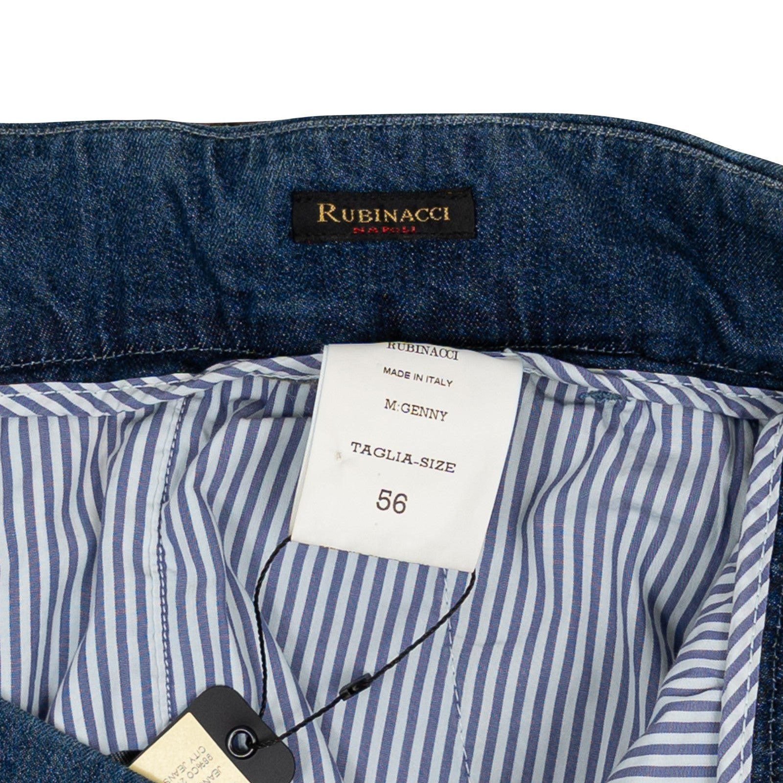 625$ RUBINACCI NAPOLI "Genny" Blue Denim Cotton High Rise Pant 40 US / 56 EU
