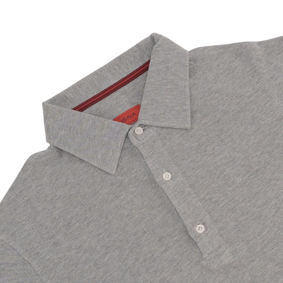 600$ ISAIA NAPOLI Gray Handmade Polo Long Sleeve Cotton Jersey Size L