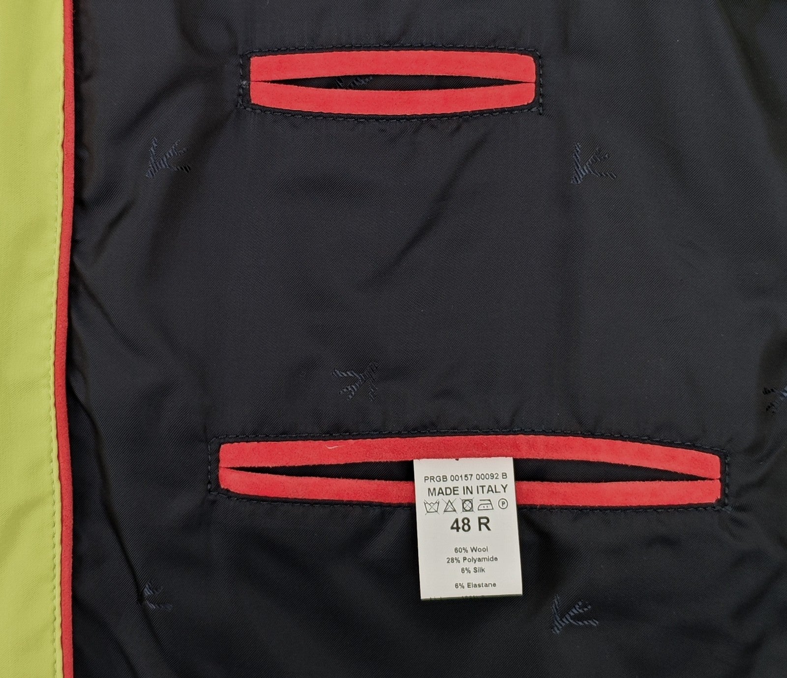 $2850 ISAIA NAPOLI Fluo Yellow Vest Jacket Techno Wool - Silk 38 US / 48 EU R