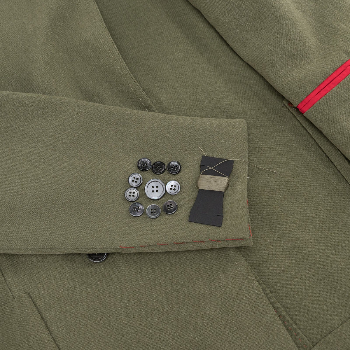 $8395 ISAIA "Domenico" Green Double Breasted Suit 100% Linen 40 US / 50 EU  7C