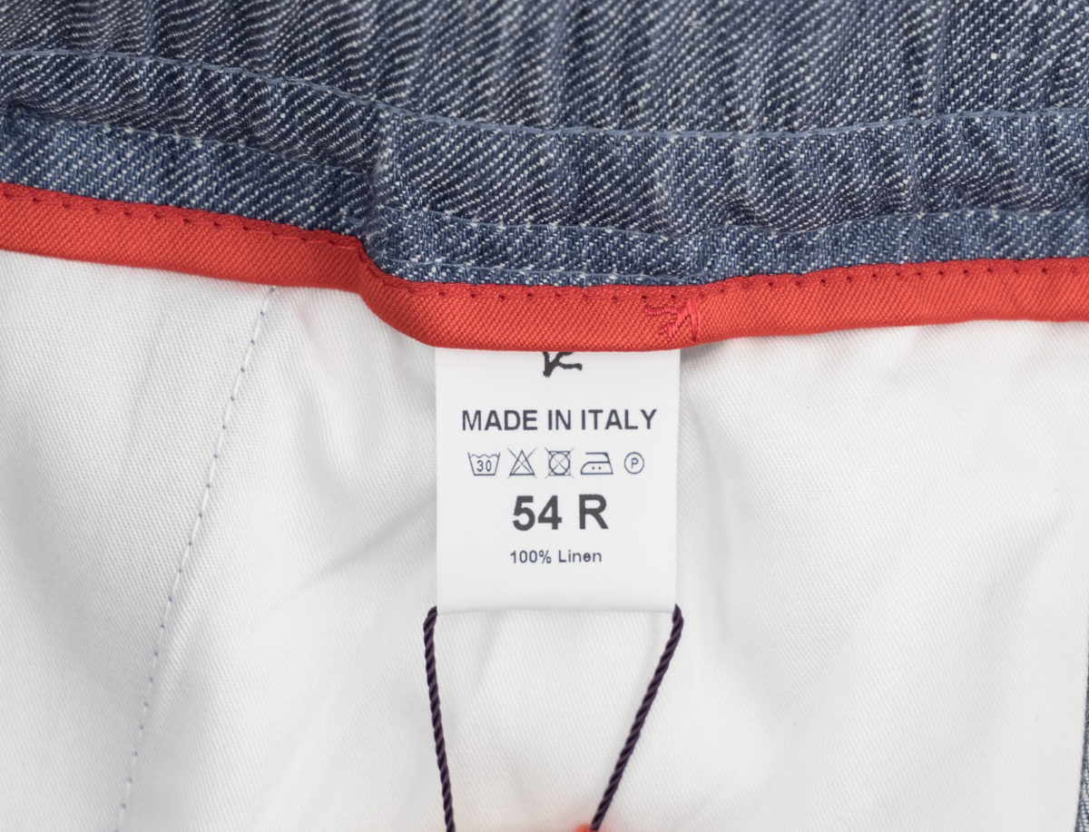 1050$ ISAIA Light Blue Drawstring Pant 100% Linen Regular Fit 38 US / 54 IT