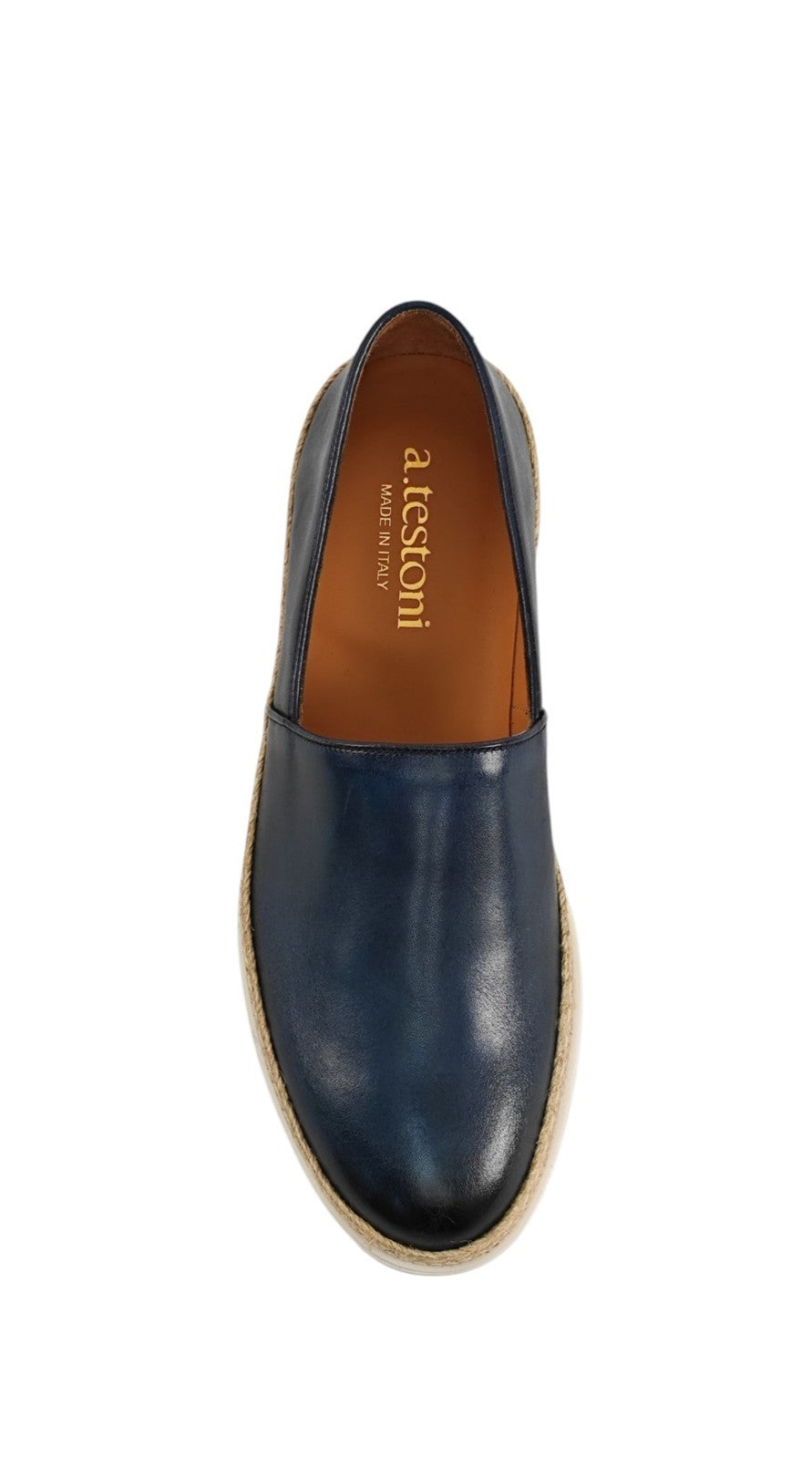 700$ TESTONI Espadrillas Shoes Antique Lux Calf Blue Indigo 8 UK / 9  US / 42 IT
