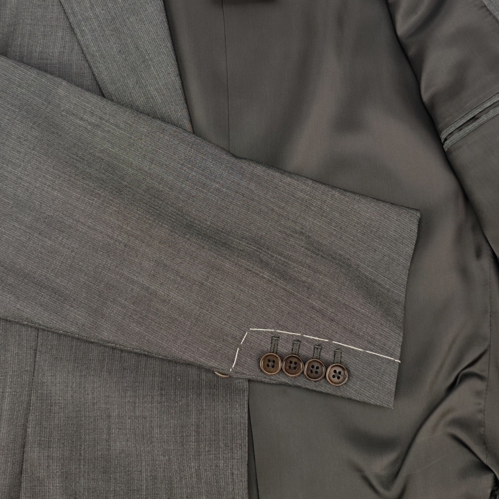 1700$ BURBERRY LONDON Gray Suit Handmade Super 120's Fine Wool 40 US / 50 IT