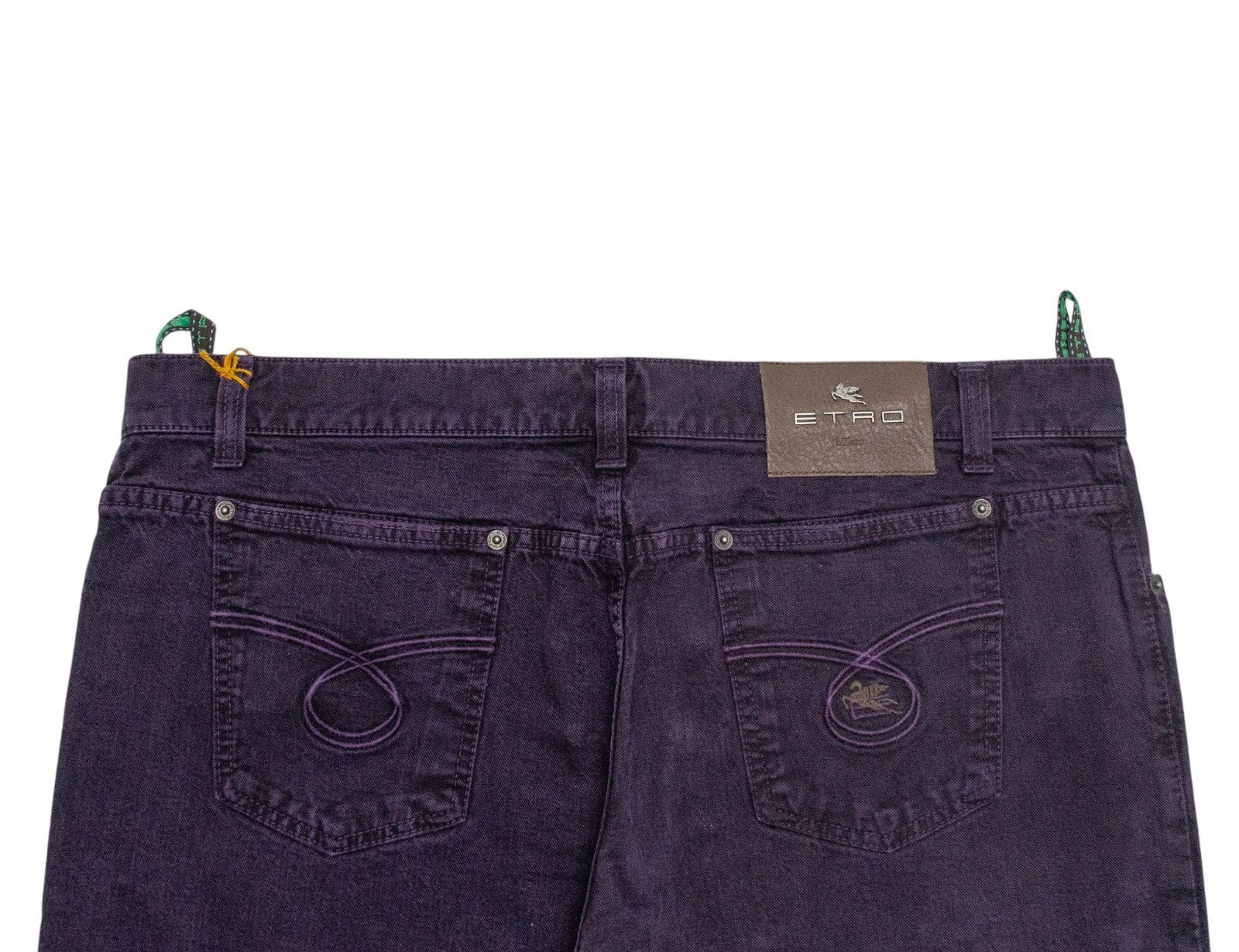 850$ ETRO MILANO Dark Purple Denim Cotton Jeans Pant Loose Fit 38 US / 54 EU