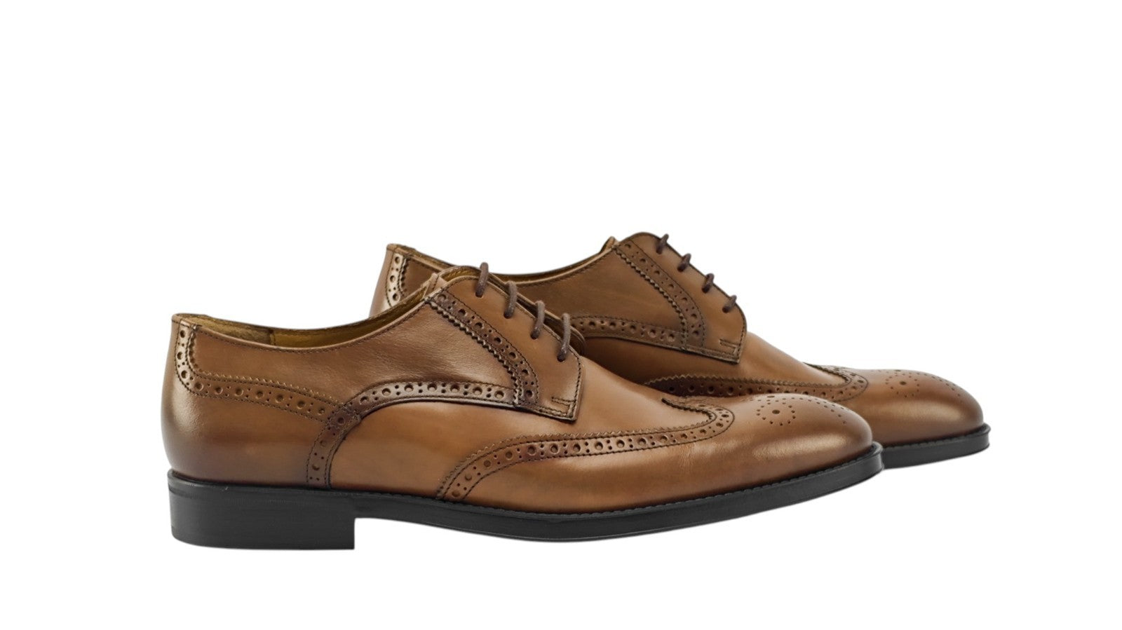 1200$ TESTONI Derby Shoes Burnished Calf Caramel 8 UK / 9 US / 42 IT