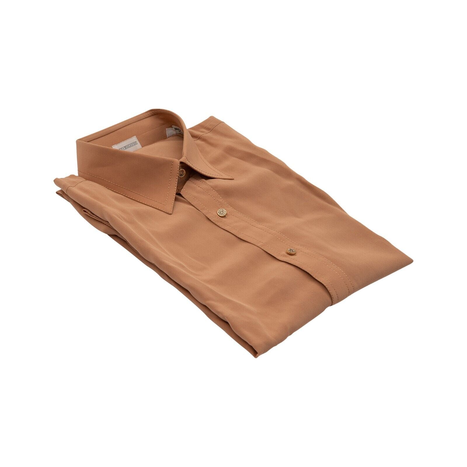 1400$ LUXURY MAROL BOLOGNA Shirt Orange 100% COMO SILK Crèpe 15.5 - 39