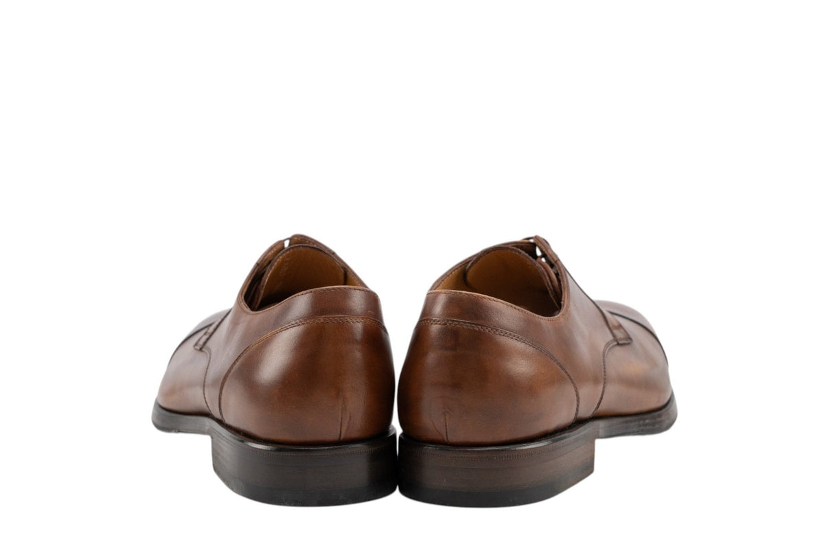 1200$ TESTONI Derby Shoes Antique Calf Leather Caramel 8 UK / 9 US / 42 IT