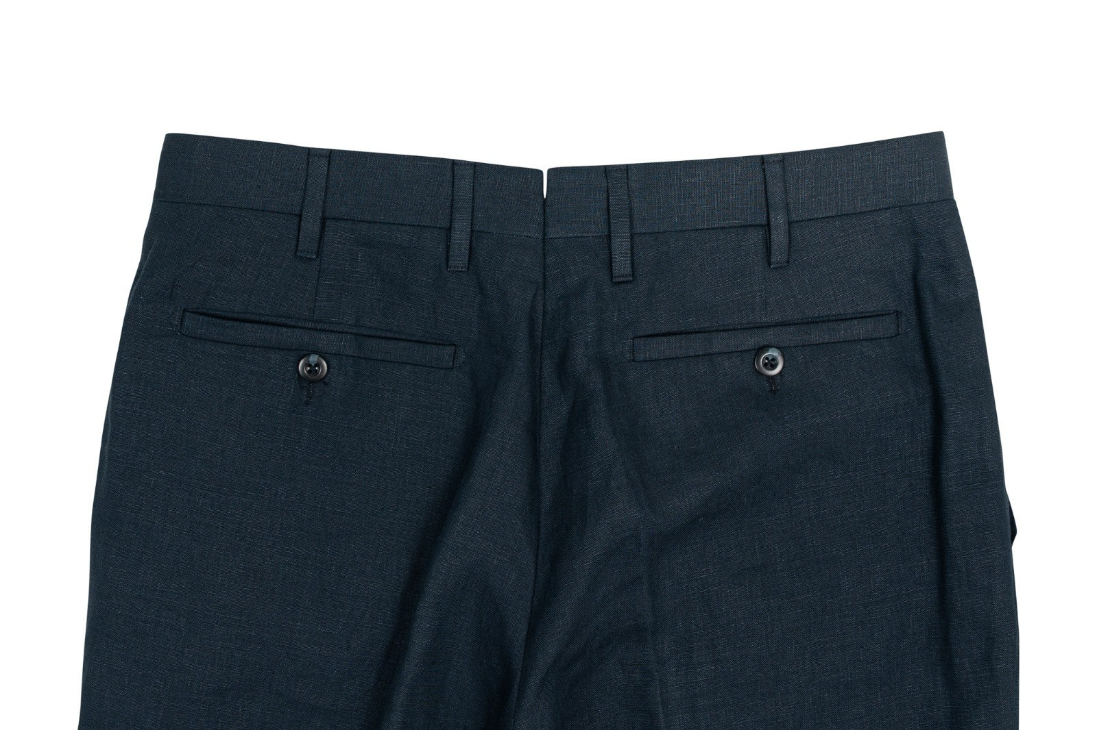 670$ RUBINACCI NAPOLI Dark Blue 100% Linen Dress Pant 30 US / 46 EU