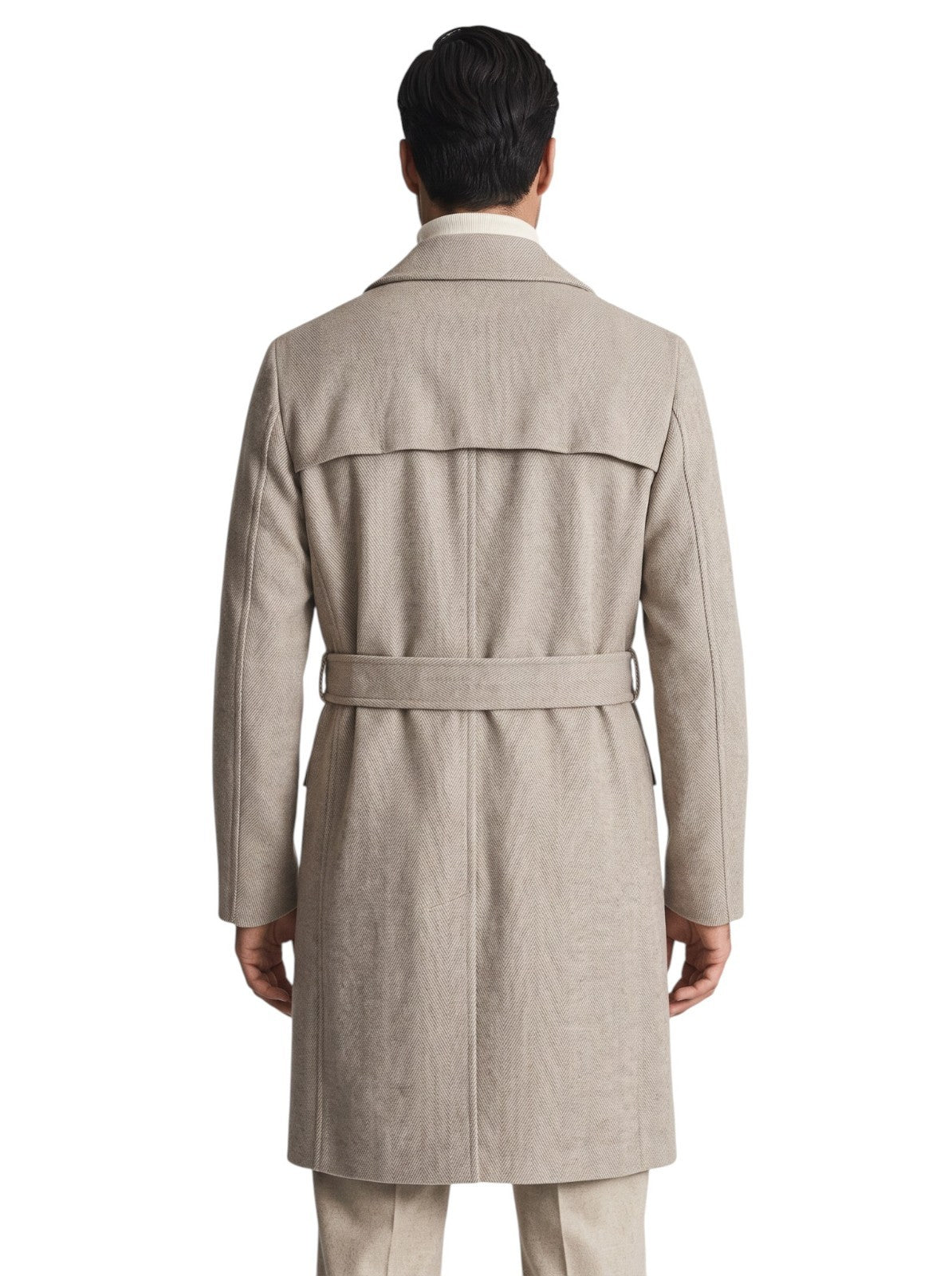 $10,850 ISAIA Belted Overcoat Herringbone Top Cashmere Black Sheep 38 US / 48 IT