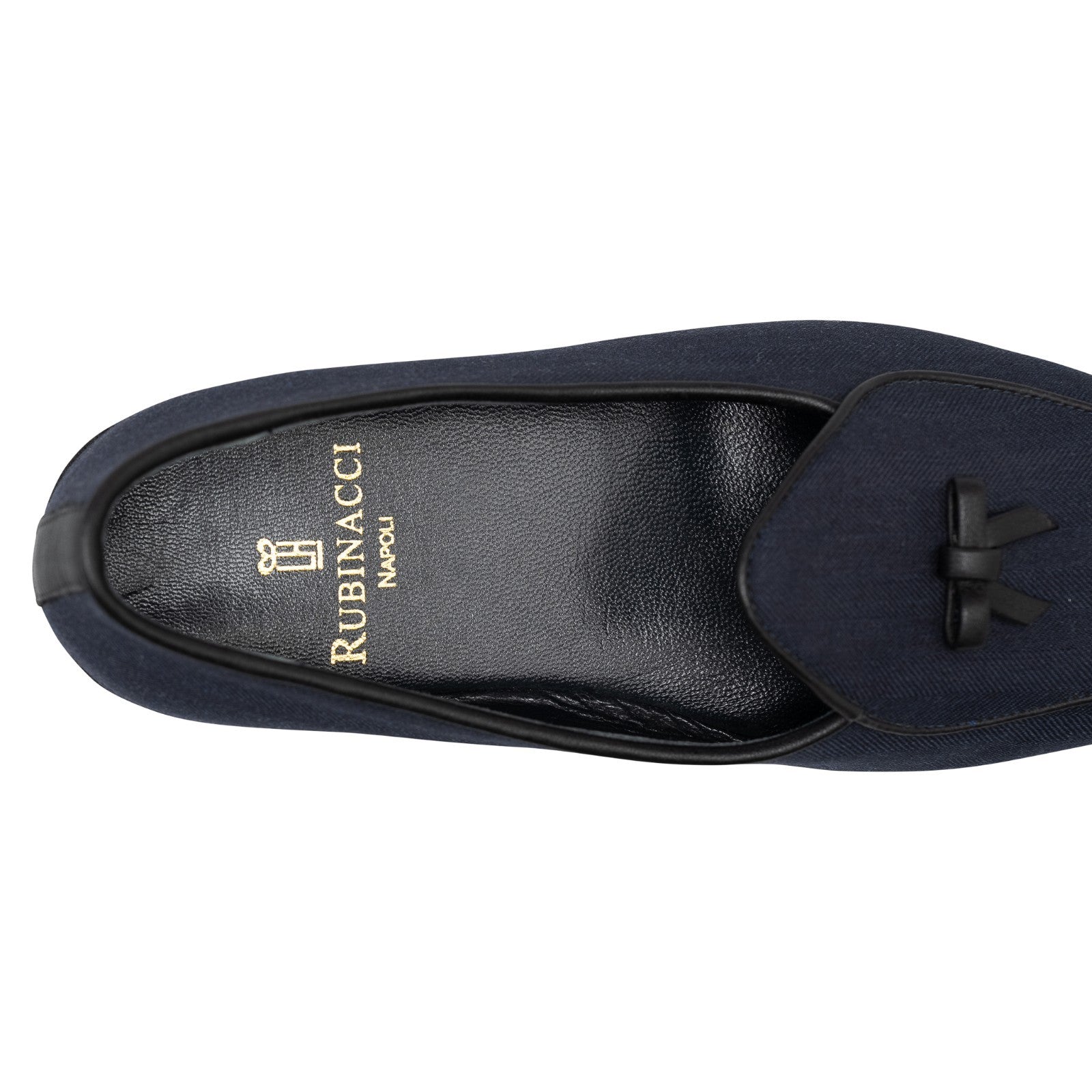 650$ RUBINACCI NAPOLI Marphy Loafers Shoes Blue Fabric Leather Trim 6 UK  7 US