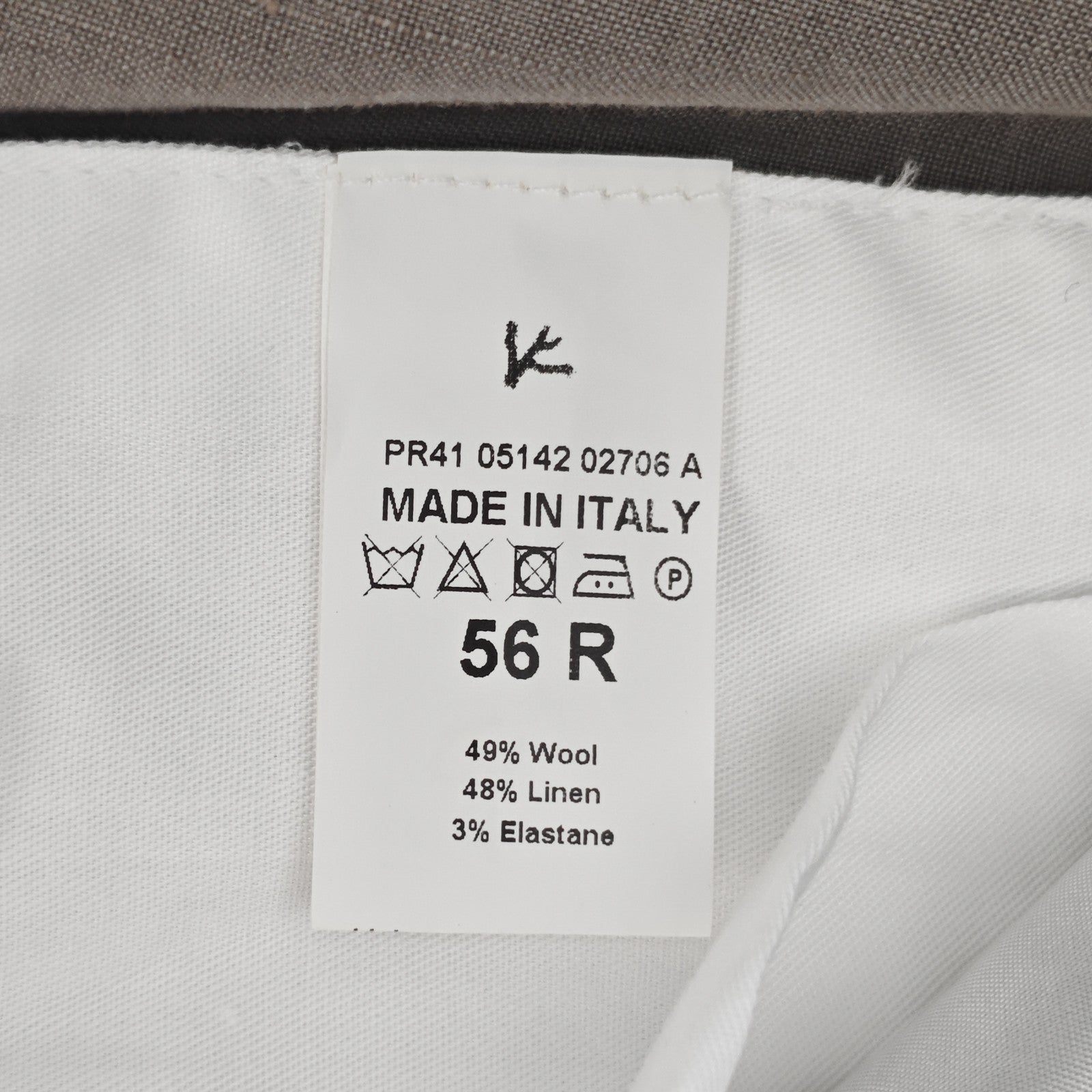 1550$ ISAIA Hand-Sewn Tapered Dress Pant Wool Linen Dove Gray 40 US / 56 EU