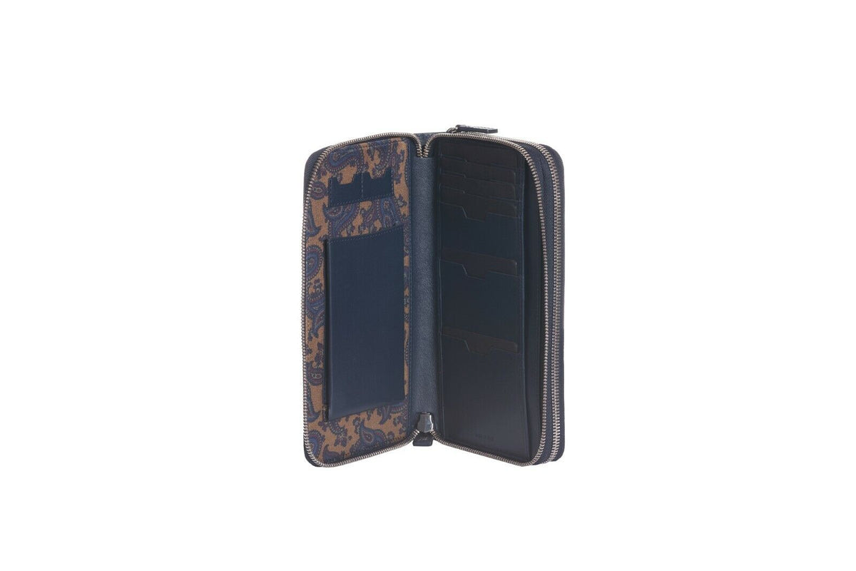 JM ICON by JOHNNY MANGLANI Dark Blue Clutch Bag Double Organizer Handbag Wallet