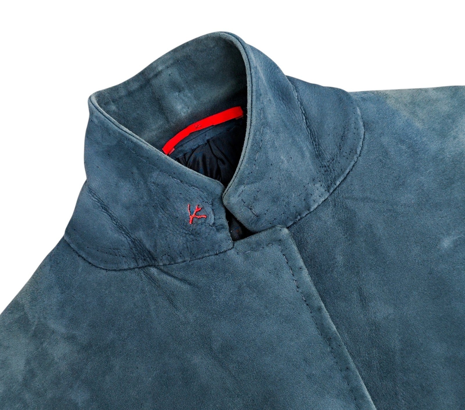 7100$ ISAIA Blue Jacket Sport Coat 100% Suede Lambskin Leather 38 US / 48 EU