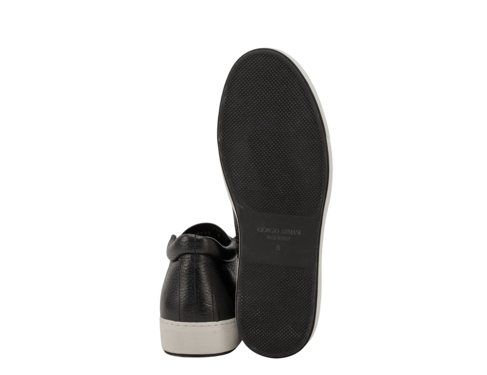 900$ GIORGIO ARMANI Shoes Slip on Sneakers Black Leather 8 UK / 9 US / 42 IT