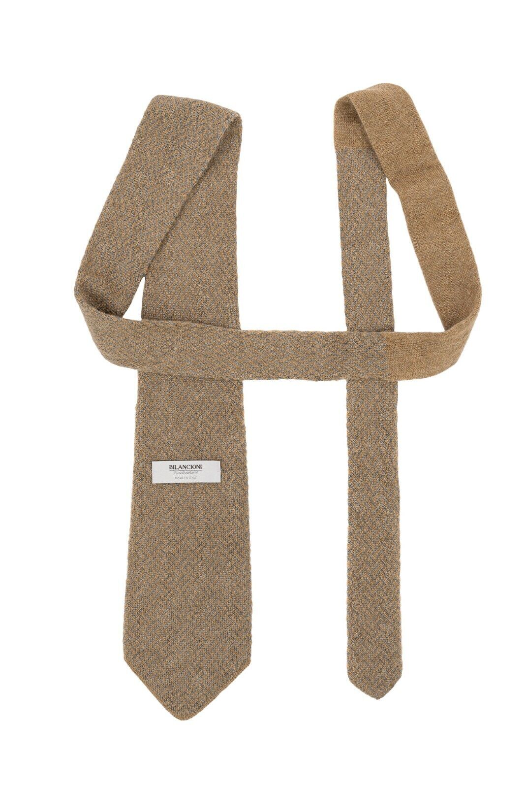 $195 UMBERTO BILANCIONI Brown / Gray Trunk Knit Tie Cashmere Silk Made in Italy