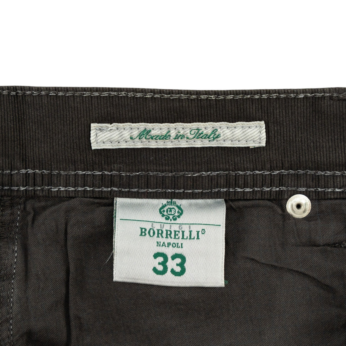 415$ LUIGI BORRELLI NAPOLI Dark Brown Denim Jeans Pant Cotton 33 US / 49EU