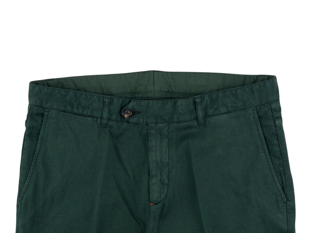 850$ ISAIA NAPOLI Dark Green Chino 5 Pocket Pant Cashmere Cotton Slim Fit