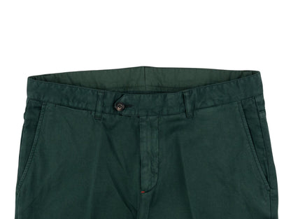 850$ ISAIA NAPOLI Dark Green Chino 5 Pocket Pant Cashmere Cotton Slim Fit