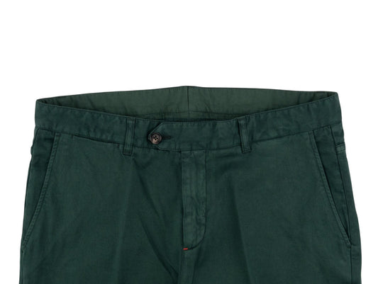 850$ ISAIA NAPOLI Dark Green Chino 5 Pocket Pant Cashmere Cotton Slim Fit