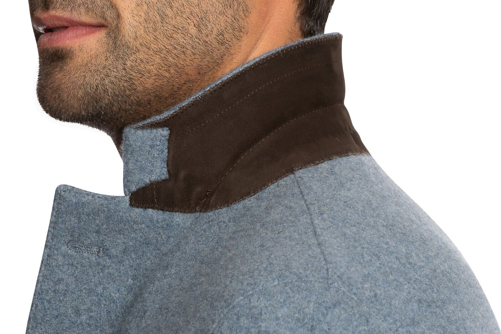 $2800 FEDELI CASHMERE Blue Blazer Jacket 100% Cashmere + Leather 40 US / 50 EU