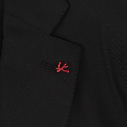 $7150 ISAIA "Sanita" Black Suit Hand-Sewn Fine Wool Aquaspider Water Repellent