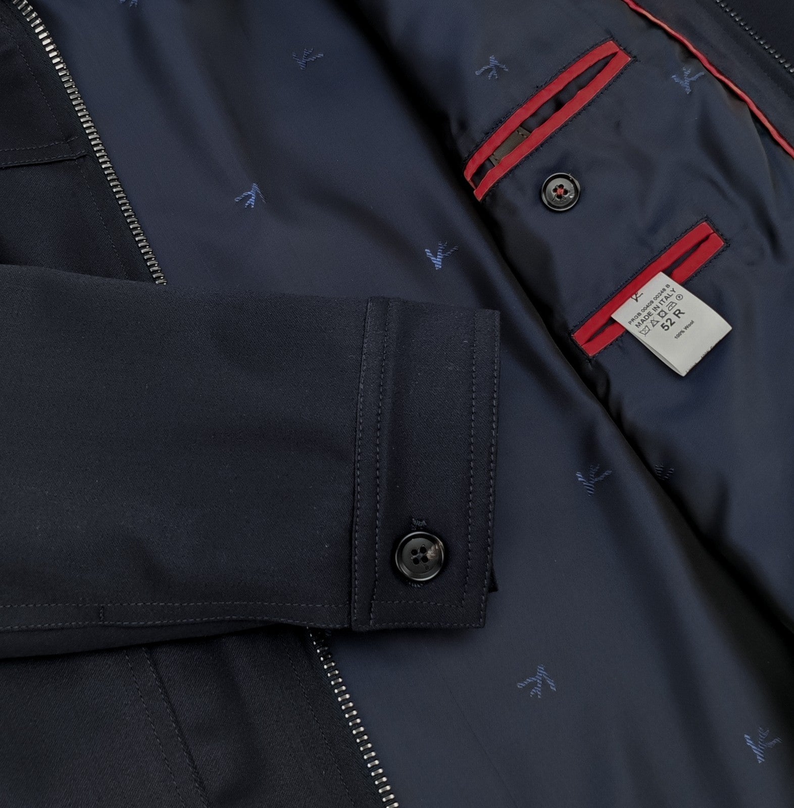 $3450 ISAIA NAPOLI Blue Navy Collared Zip Jacket Wool 42 US / 52 EU