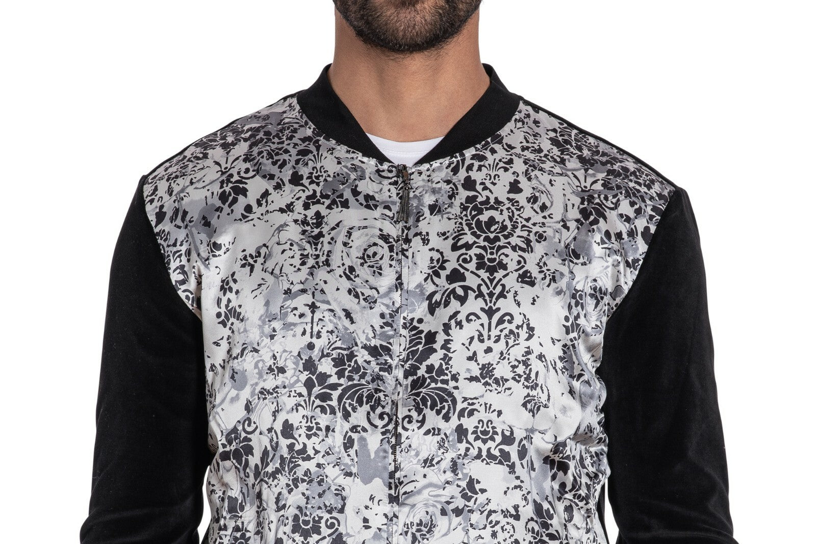 2250$ GERLIN Jacket Bomber Abstract 100% Silk + Velvet Size M  BIJAN