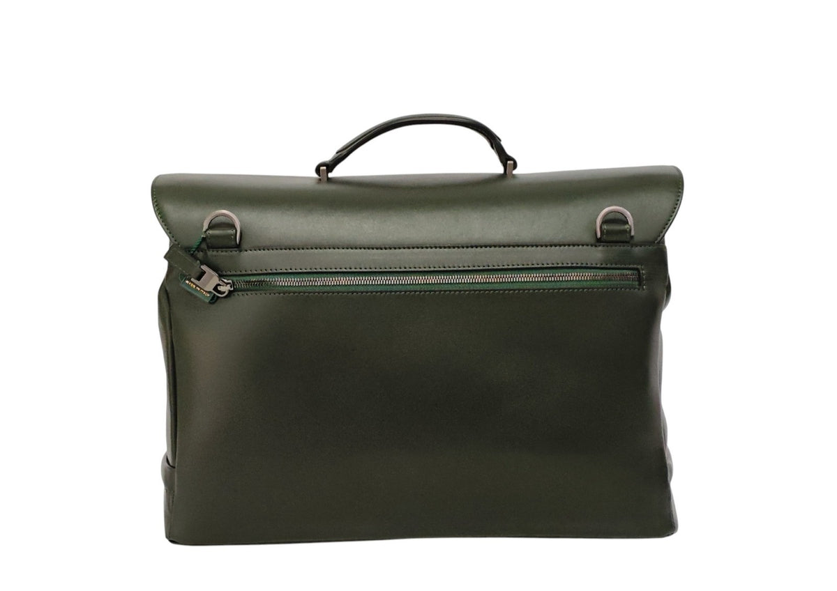 1220$ PINEIDER FIRENZE "Metro Smooth" Calf Briefcase Work Doctor Bag Noble Green