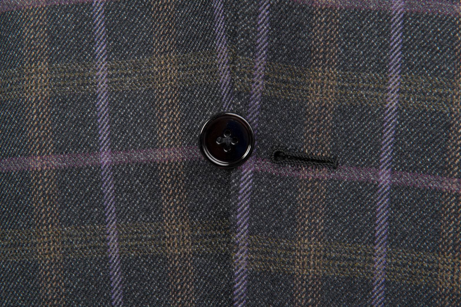 $2195 D'AVENZA Charcoal Wool Jacket Windowpane Hand-Sewn in Italy 40 US / 50 EU