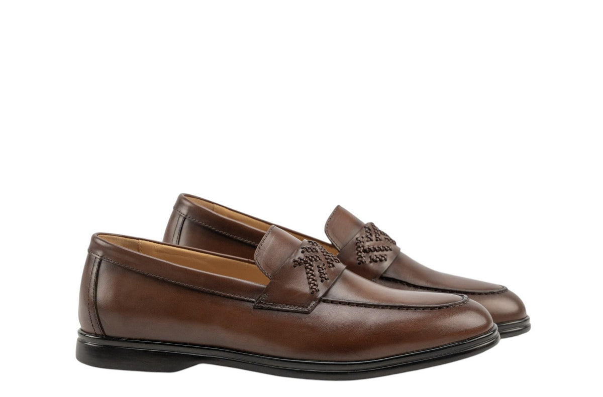 1250$ TESTONI "Portofino" Loafer Antique Brown Calf Cider 8 UK / 9 US / 42 IT