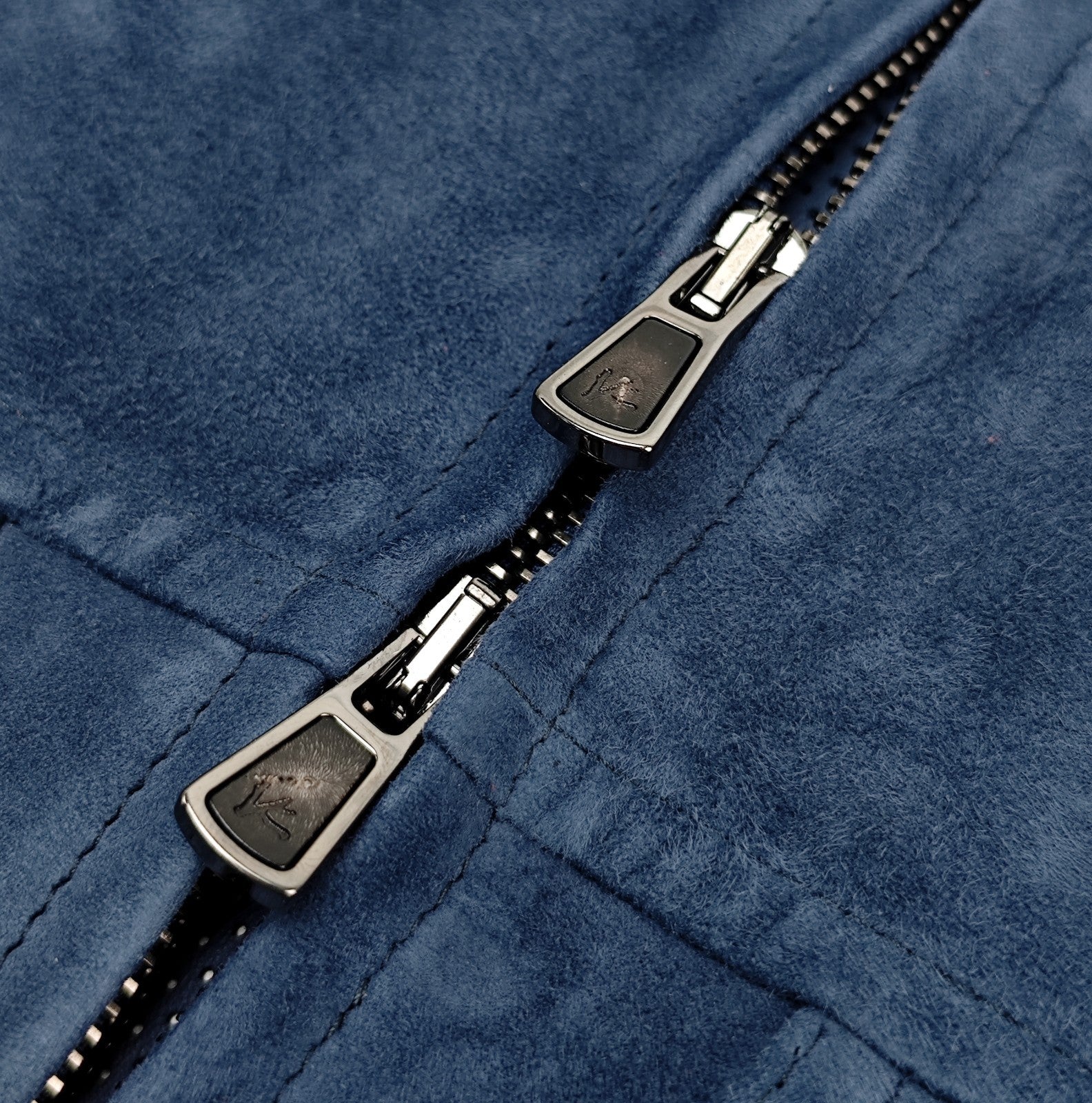 $5950 ISAIA Blue Varsity Jacket Suede Lambskin Leather - Perforated 42 US 52 EU