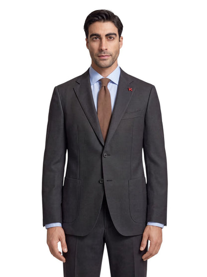 $6550 ISAIA NAPOLI "Capri" Charcoal Gray Suit Hand-Sewn Wool Micro Grisaglia
