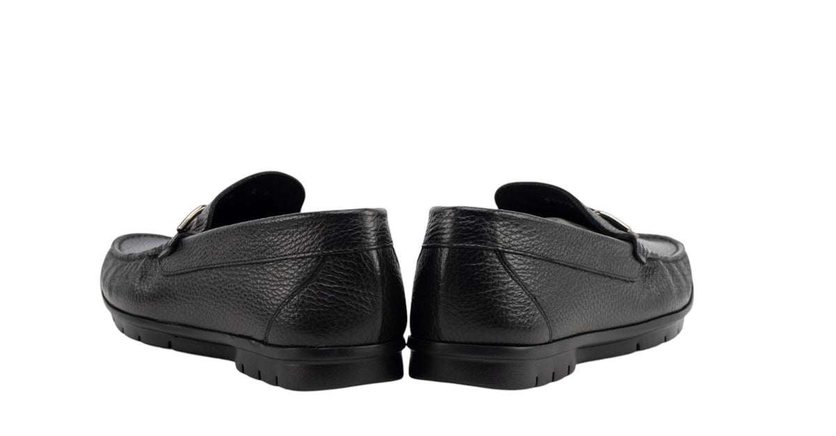 1200$ TESTONI Mocs Black Driver Loafer Printed York Cakf Metal 8 UK  9 US  42 IT